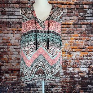 Tribal Sleeveless Multiprint Boho Top